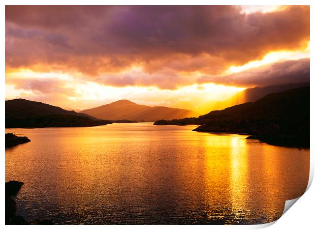 Sunset over Killarney Lake ,County Kerry Ireland  Print by Philip Enticknap