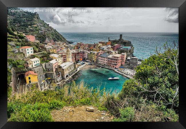 Looking Down on Vernazza Framed Print by Ian Collins