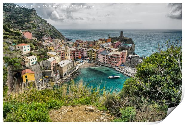 Looking Down on Vernazza Print by Ian Collins