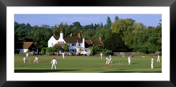 Village Cricket Match, Tilford Surrey England . Framed Mounted Print by Philip Enticknap