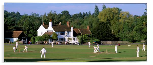 Village Cricket Match, Tilford Surrey England . Acrylic by Philip Enticknap