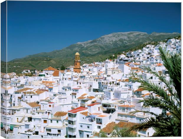 THE WHITE VILLAGE OF COMPETA ANDALUCIA SPAIN  Canvas Print by Philip Enticknap