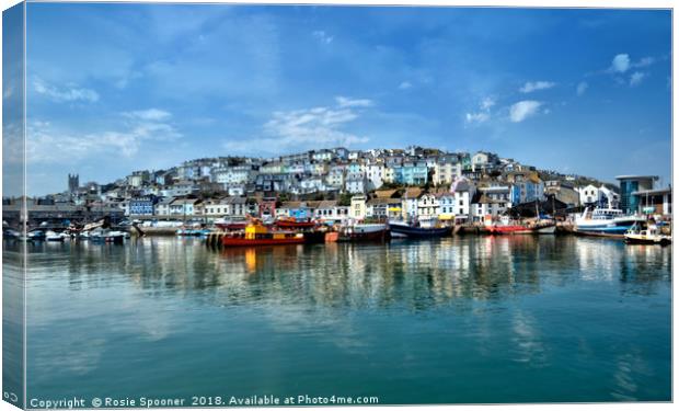 Reflections at Brixham Harbour Canvas Print by Rosie Spooner