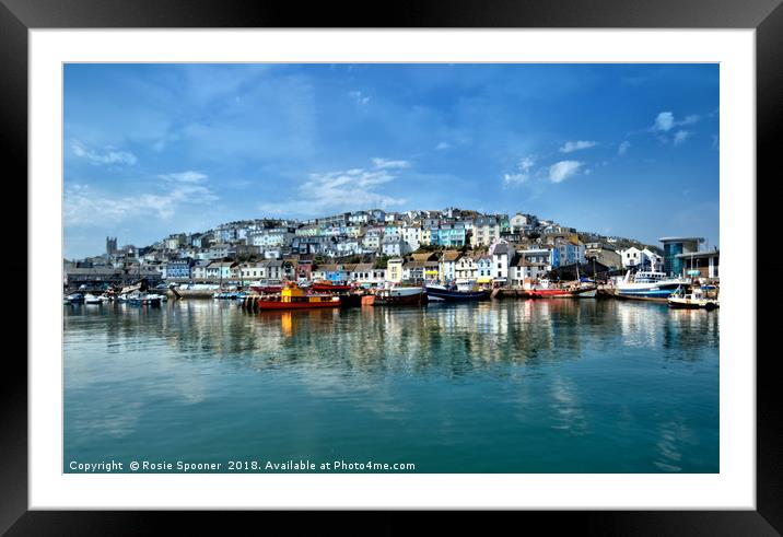 Reflections at Brixham Harbour Framed Mounted Print by Rosie Spooner