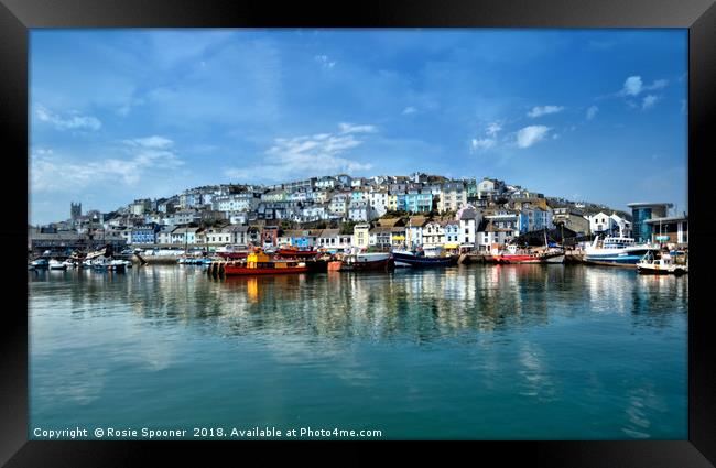 Reflections at Brixham Harbour Framed Print by Rosie Spooner