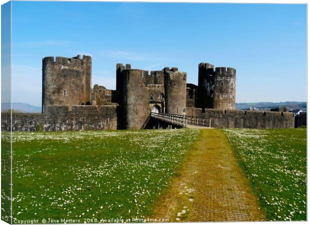            Caerphilly Castle                     Canvas Print by Jane Metters