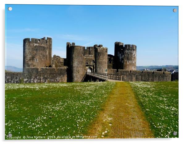            Caerphilly Castle                     Acrylic by Jane Metters