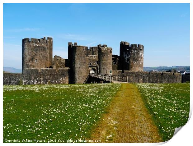            Caerphilly Castle                     Print by Jane Metters