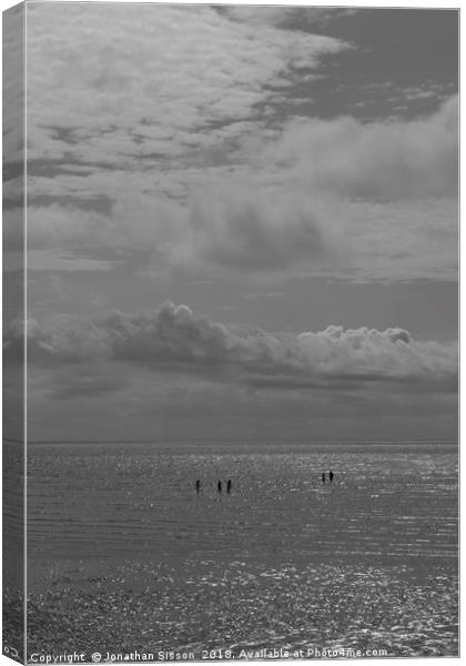 St Annes Sea Walkers Canvas Print by Jonathan Sisson