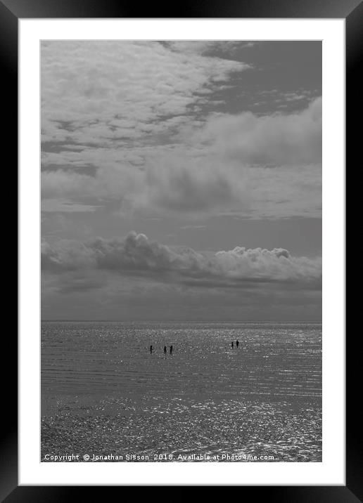 St Annes Sea Walkers Framed Mounted Print by Jonathan Sisson