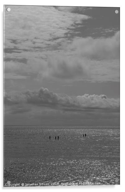 St Annes Sea Walkers Acrylic by Jonathan Sisson