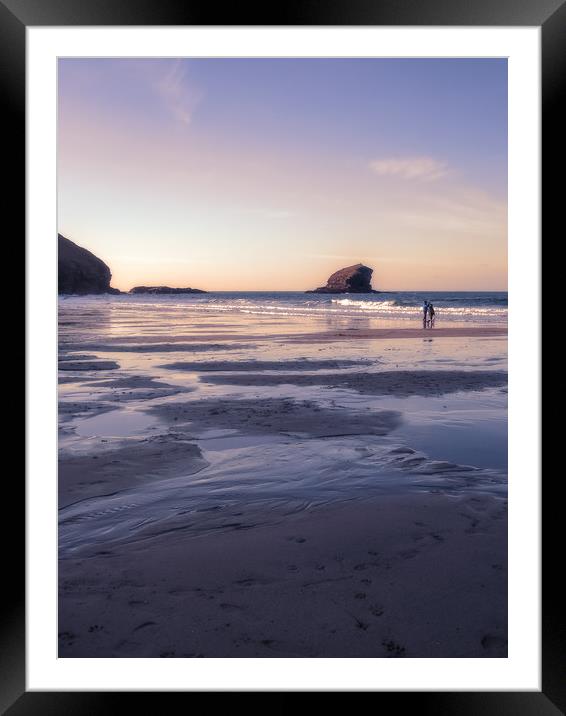 Portreath sunset Framed Mounted Print by Linda Cooke
