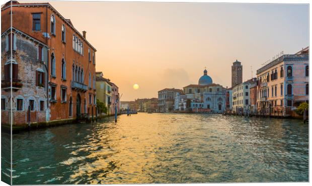 Sunset, Grand Canal, Venice! Canvas Print by Maggie McCall