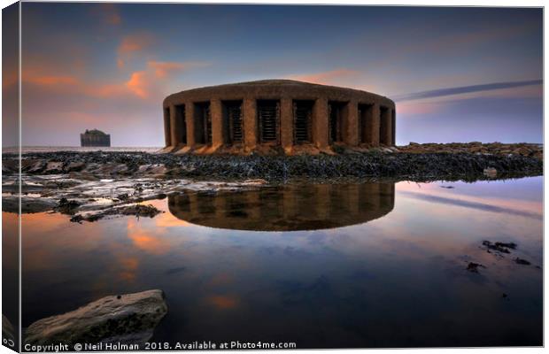 Aberthaw Power Station Water outlet Canvas Print by Neil Holman