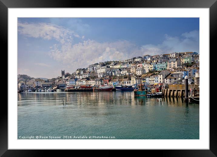 Peaceful morning at Brixham Harbour Framed Mounted Print by Rosie Spooner