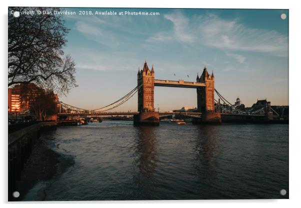 Tower Bridge Sunset Acrylic by Dan Davidson