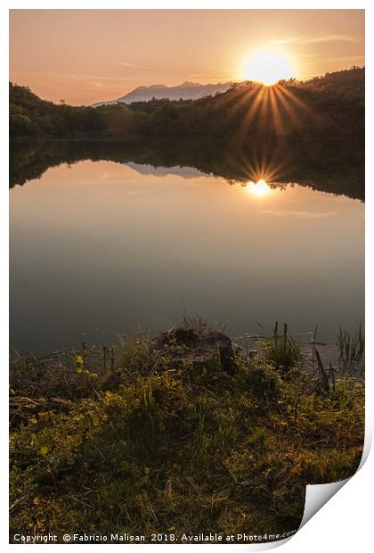 The sunset over the lake Print by Fabrizio Malisan