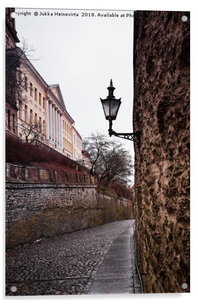 Old Lantern In The Old Town Of Tallinn Acrylic by Jukka Heinovirta