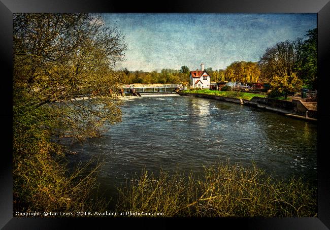Goring on Thames Weir Framed Print by Ian Lewis