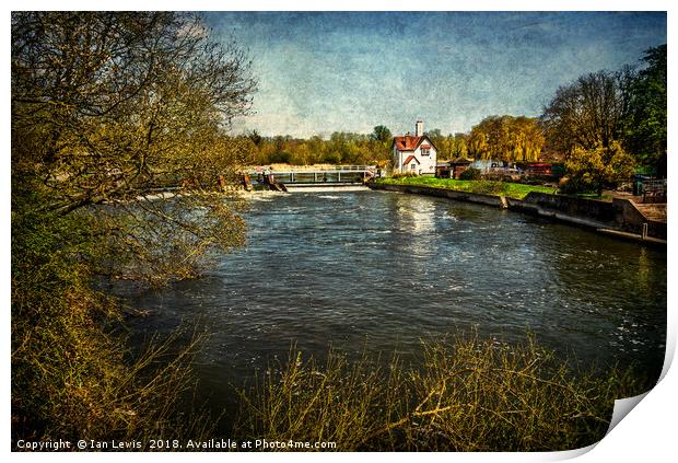 Goring on Thames Weir Print by Ian Lewis
