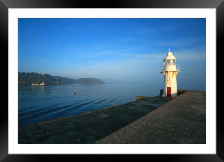 Brixham harbour wall lighthouse Framed Mounted Print by Steve Mantell
