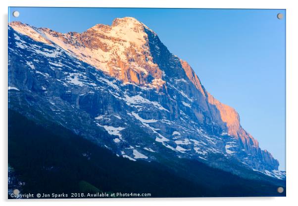 Morning light on the Eiger Acrylic by Jon Sparks