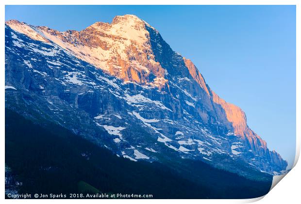 Morning light on the Eiger Print by Jon Sparks