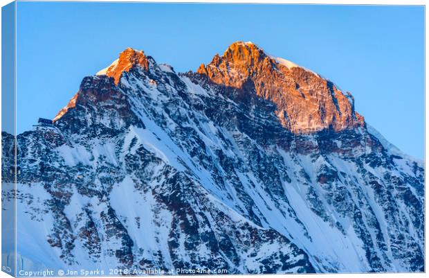 Morning light on the Jungfrau  Canvas Print by Jon Sparks