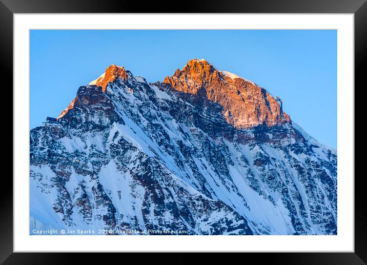 Morning light on the Jungfrau  Framed Mounted Print by Jon Sparks