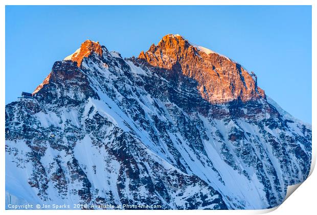 Morning light on the Jungfrau  Print by Jon Sparks