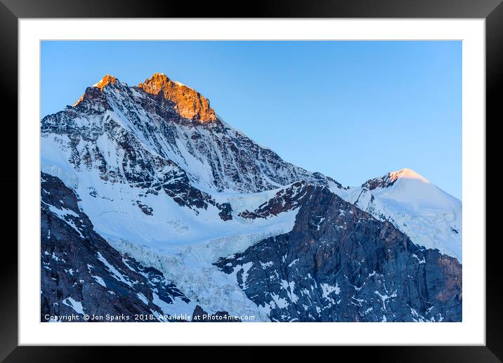Jungfrau and Silberhorn Framed Mounted Print by Jon Sparks
