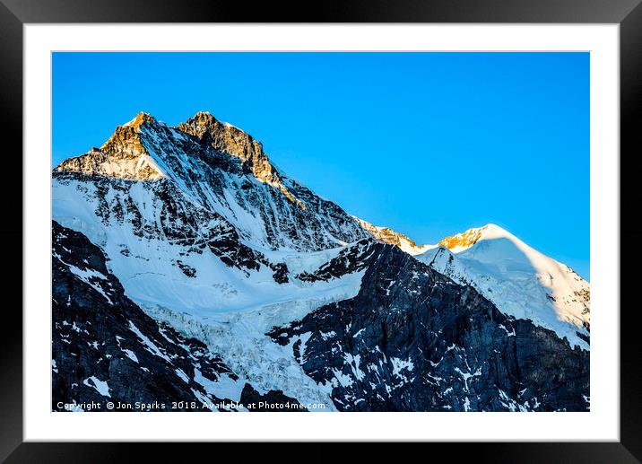 Jungfrau and Silberhorn 2 Framed Mounted Print by Jon Sparks