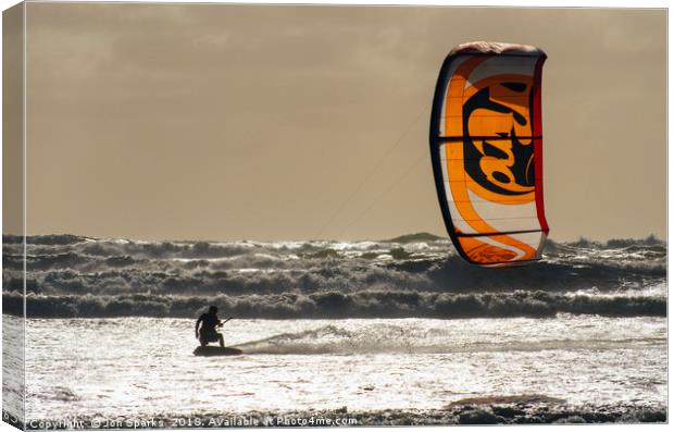 Kite-surfing, Muriwai Beach Canvas Print by Jon Sparks