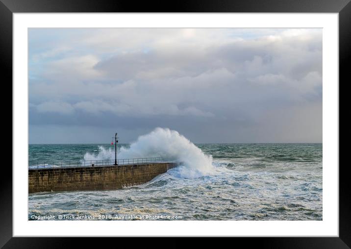High Waves at Porthleven in Cornwall  Framed Mounted Print by Nick Jenkins