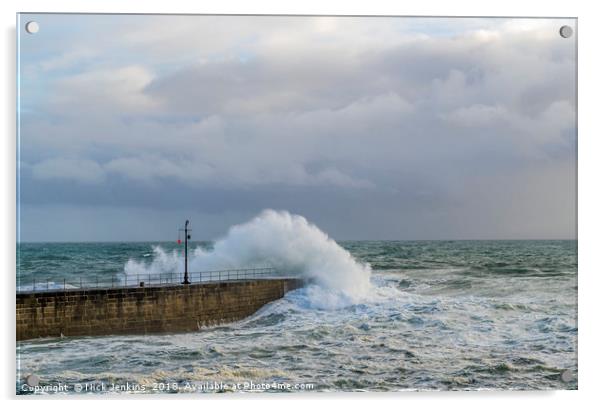 High Waves at Porthleven in Cornwall  Acrylic by Nick Jenkins