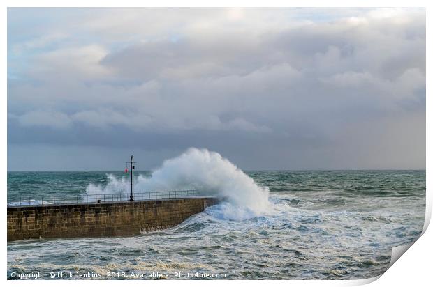 High Waves at Porthleven in Cornwall  Print by Nick Jenkins