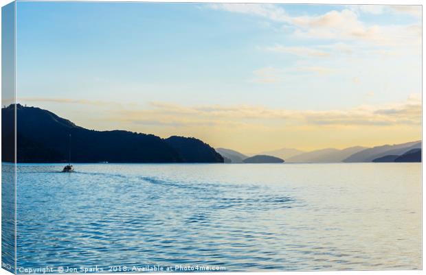 Early morning on Queen Charlotte Sound Canvas Print by Jon Sparks
