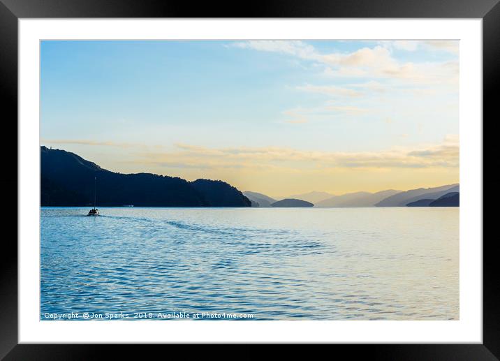 Early morning on Queen Charlotte Sound Framed Mounted Print by Jon Sparks