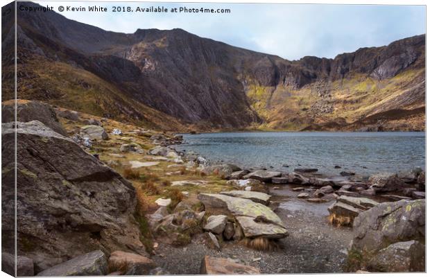 Resting by Lake Idwal Canvas Print by Kevin White