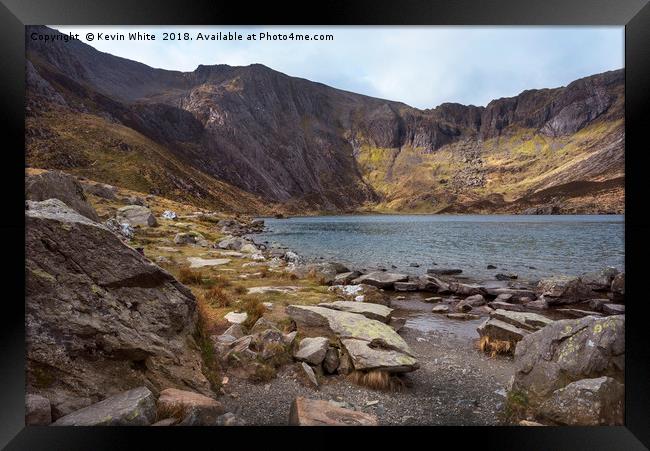 Resting by Lake Idwal Framed Print by Kevin White