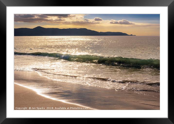 Breaking waves at Spirits Bay Framed Mounted Print by Jon Sparks