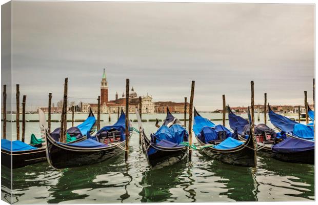 Gondola in front of The Church of San Giorgio Magg Canvas Print by Ray Hill