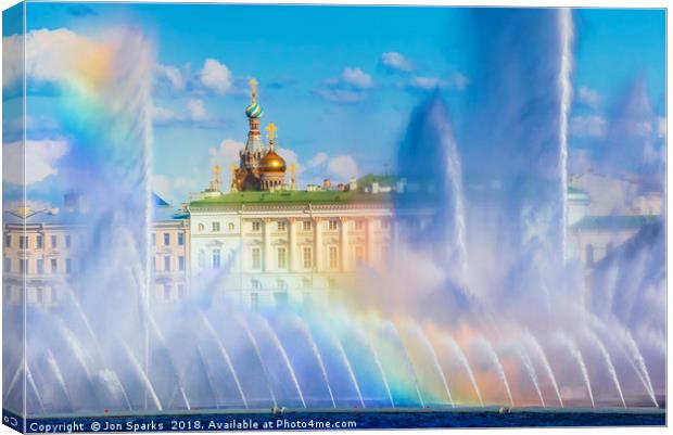 Fountains and Winter Palace Canvas Print by Jon Sparks
