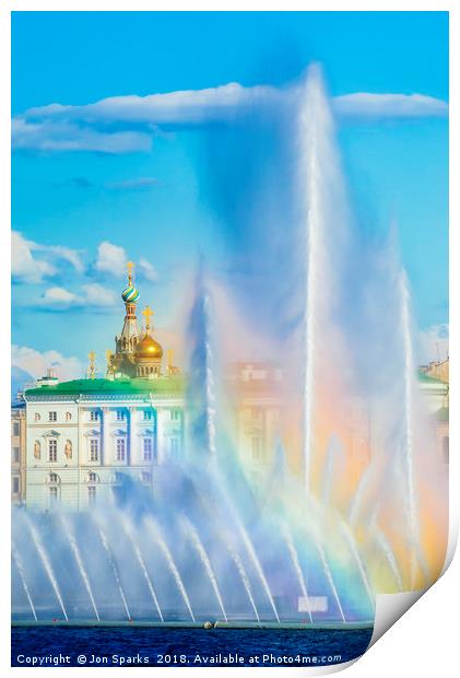 Fountains and Winter Palace 2 Print by Jon Sparks