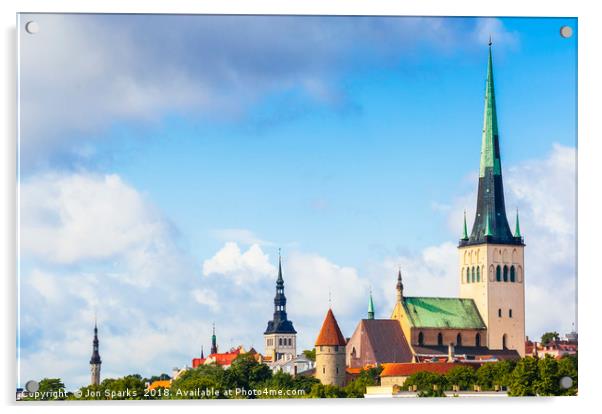 Old Town Tallinn skyline Acrylic by Jon Sparks