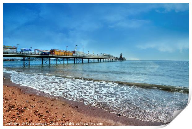 Early morning by Paignton Pier Print by Rosie Spooner