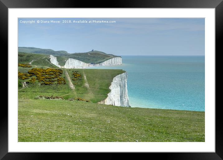 The Seven Sisters Cliffs Sussex. Framed Mounted Print by Diana Mower