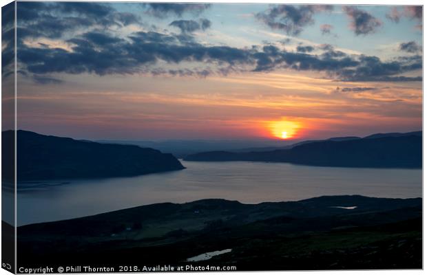 Sunsetting over Portree, Isle of Skye, Scotland. Canvas Print by Phill Thornton
