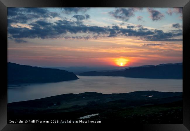 Sunsetting over Portree, Isle of Skye, Scotland. Framed Print by Phill Thornton