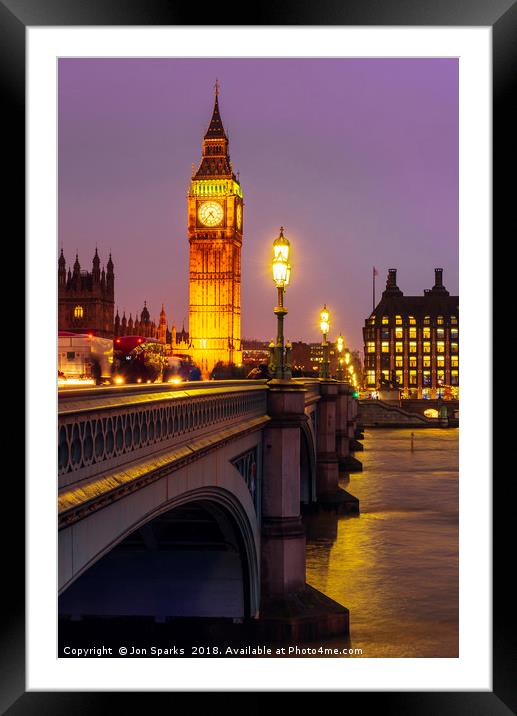 Evening on Westminster Bridge Framed Mounted Print by Jon Sparks
